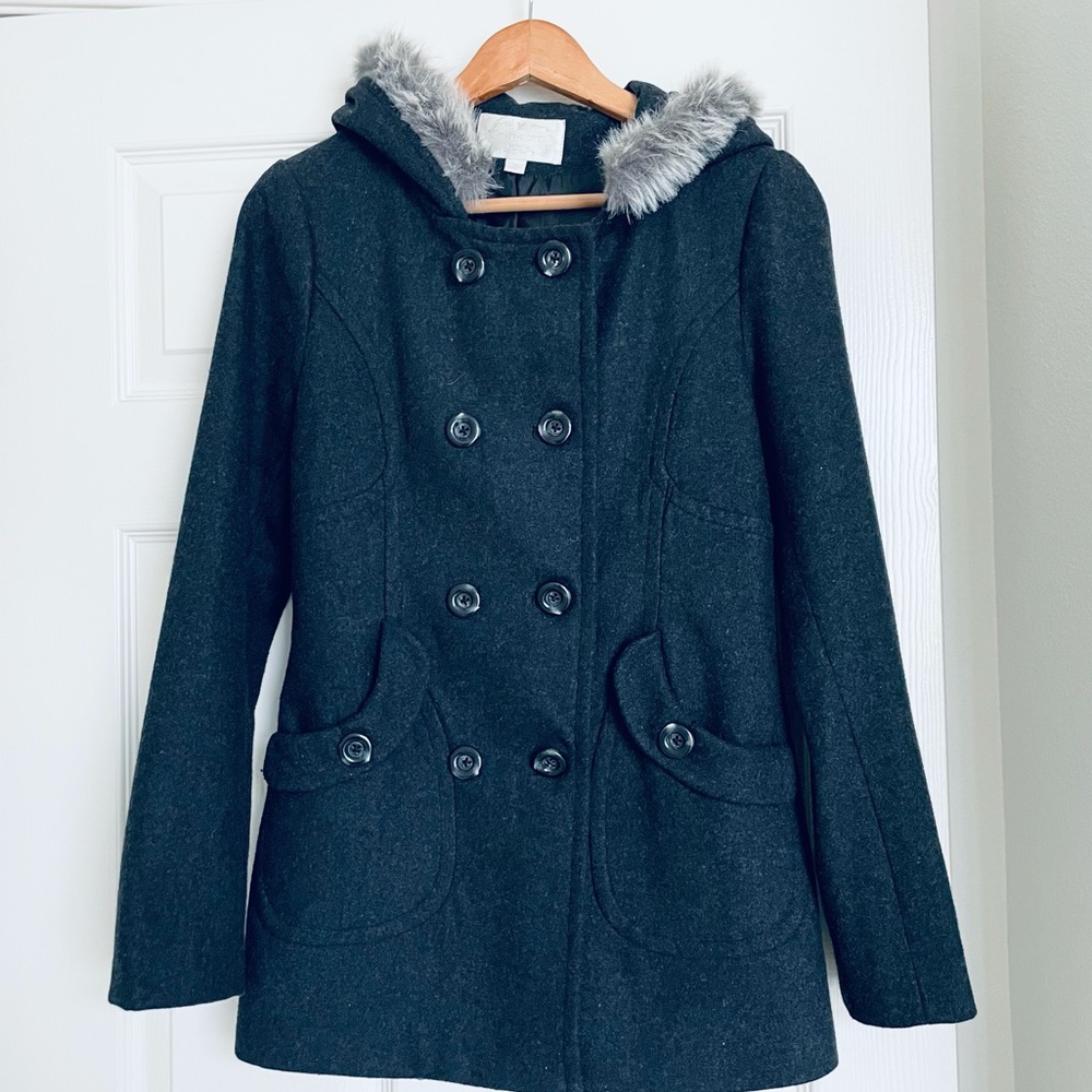 General Issue Wool Coat with Detail Hood